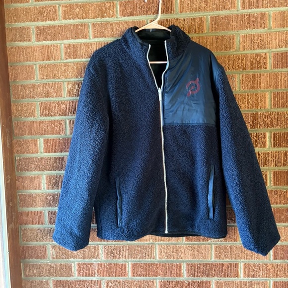 Peloton Navy Blue Sherpa Fleece Zippered Jacket Size XL - Picture 1 of 6